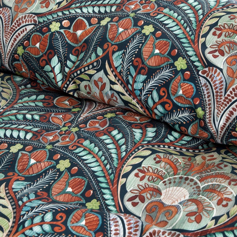 Eikei Home Damask Medallion Luxury Duvet Quilt Cover Boho Paisley Print Bedding Set 400 Thread Count Egyptian Cotton Sateen Vibrant Bohemian Pattern (Blue Orange, King) - Image 3